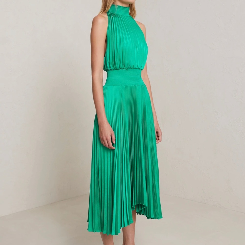 ALC Renzo Pleated Midi Dress in Green